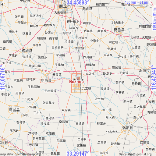 Bozhou on map