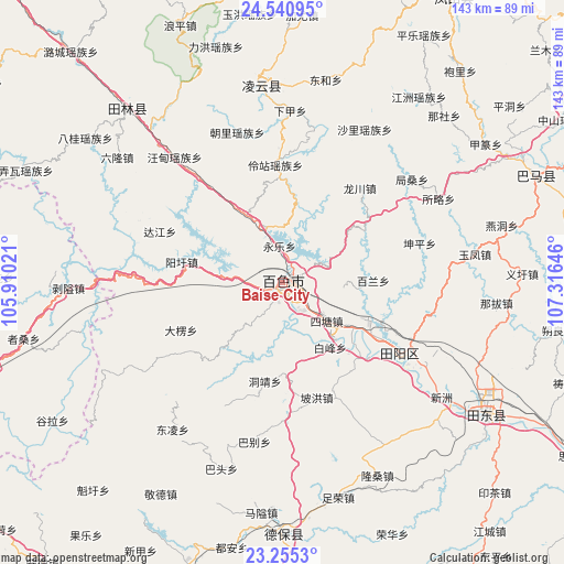Baise City on map