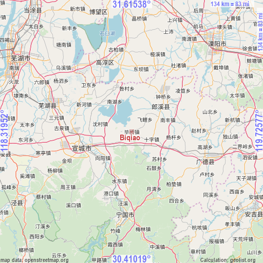 Biqiao on map