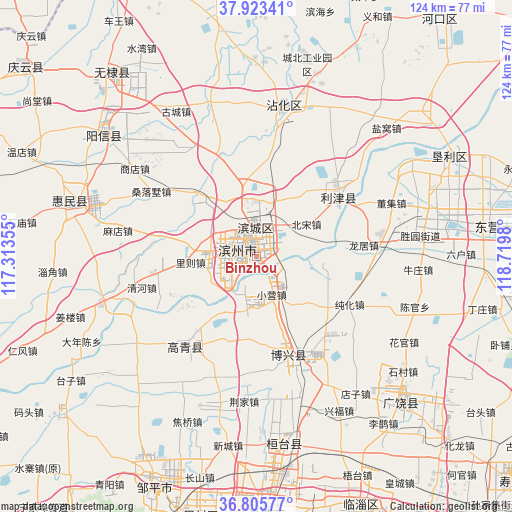 Binzhou on map