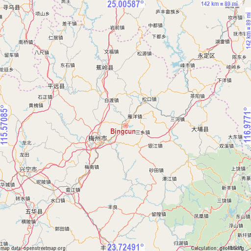 Bingcun on map