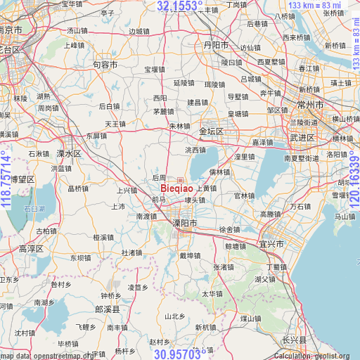 Bieqiao on map