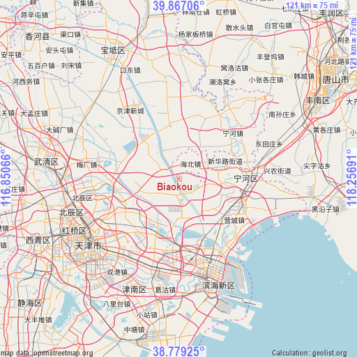 Biaokou on map