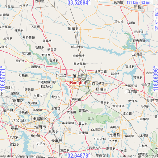 Bengbu on map