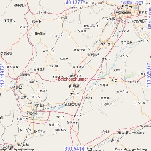 Beizhouzhuang on map