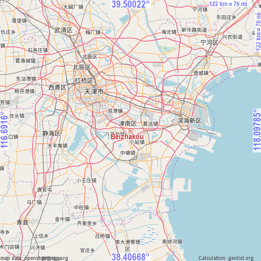 Beizhakou on map