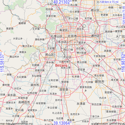 Beizang on map
