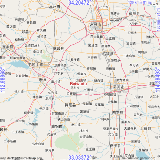 Beiwudu on map