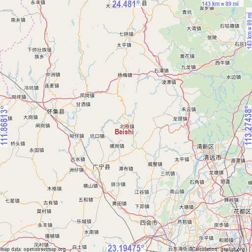 Beishi on map