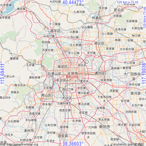 Beijing on map