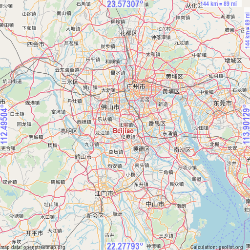 Beijiao on map