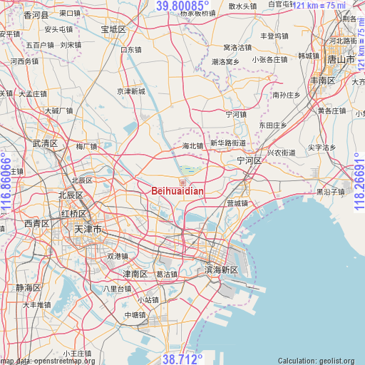 Beihuaidian on map