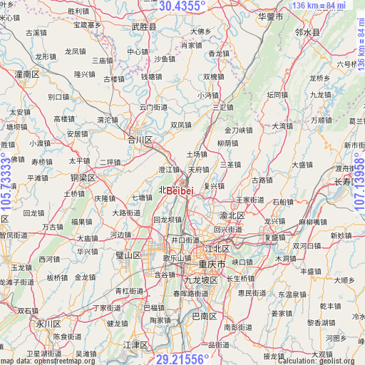 Beibei on map