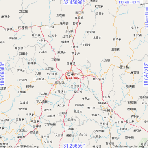 Bazhou on map