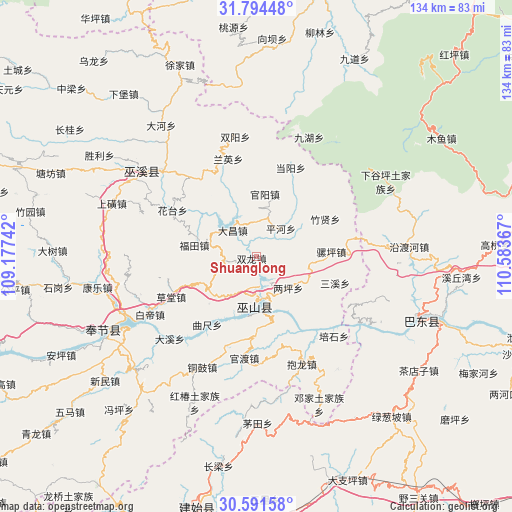 Shuanglong on map