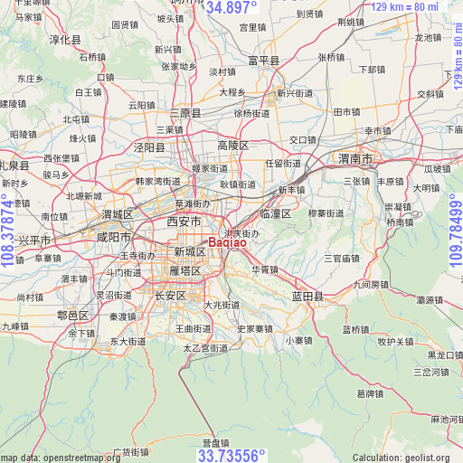 Baqiao on map