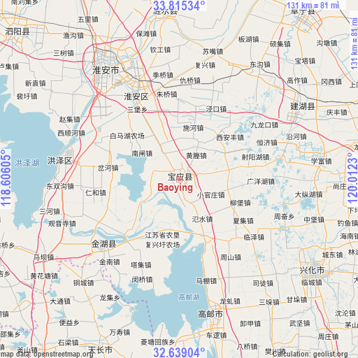 Baoying on map