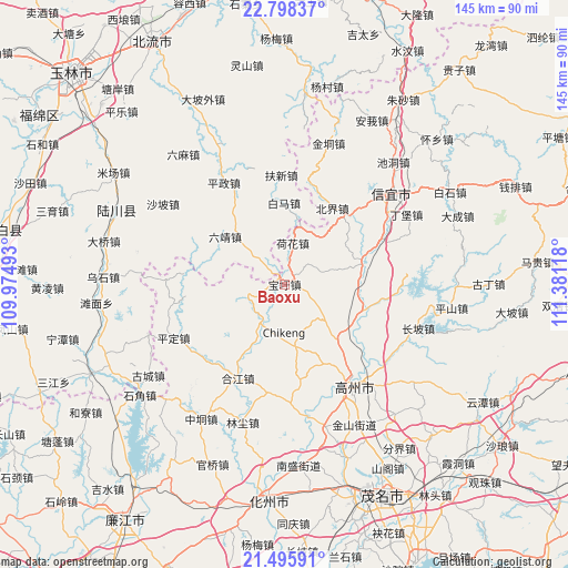 Baoxu on map