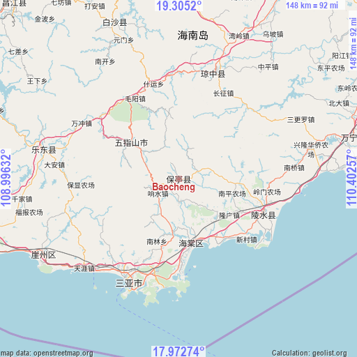 Baocheng on map