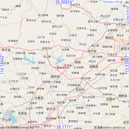 Baoshui on map