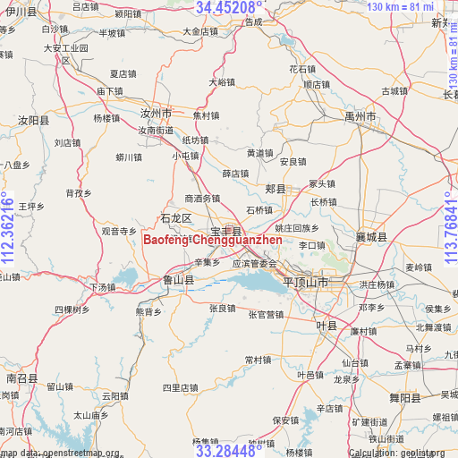 Baofeng Chengguanzhen on map