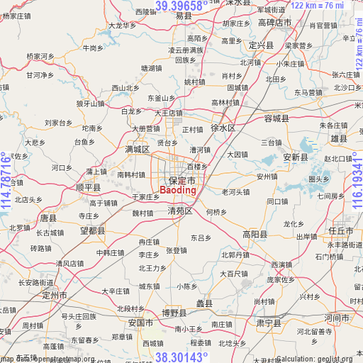 Baoding on map