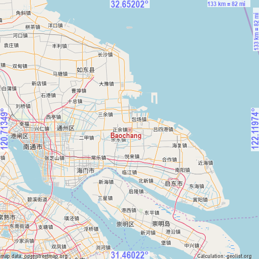 Baochang on map