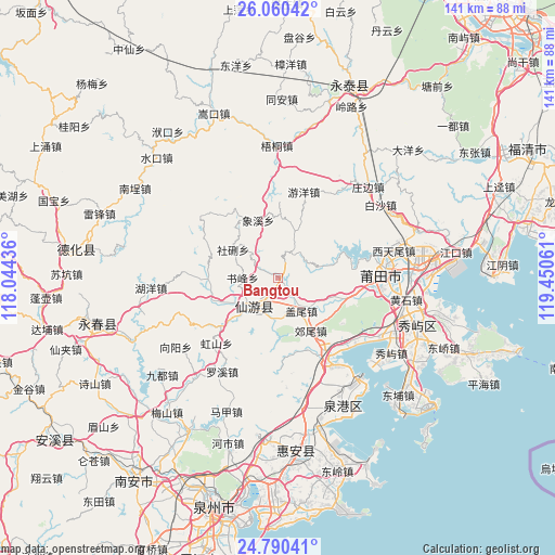 Bangtou on map