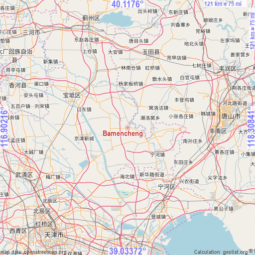 Bamencheng on map