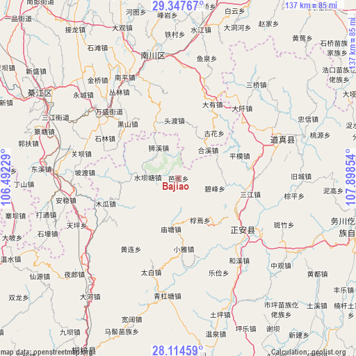 Bajiao on map