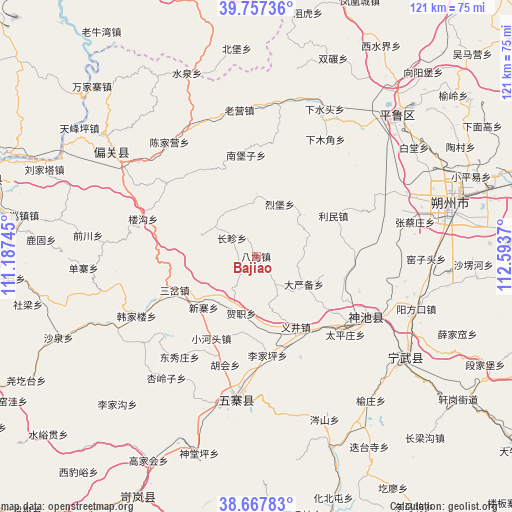 Bajiao on map