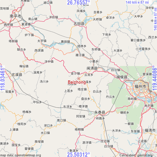 Baizhong on map