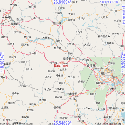 Baizhang on map