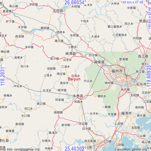 Baiyun on map