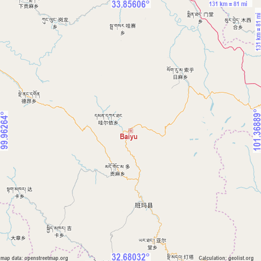 Baiyu on map