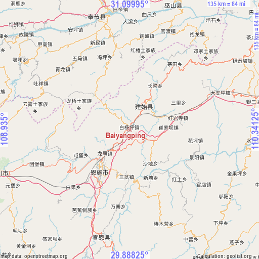 Baiyangping on map