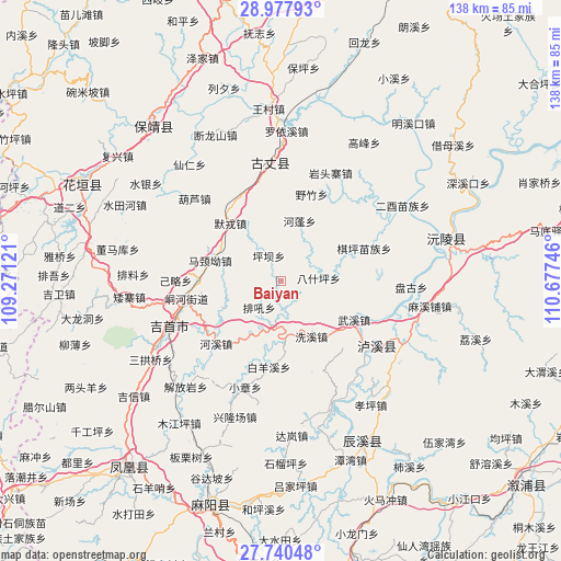 Baiyan on map