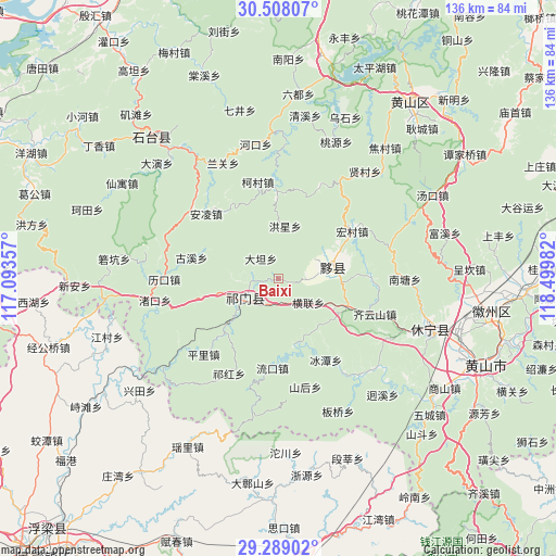 Baixi on map