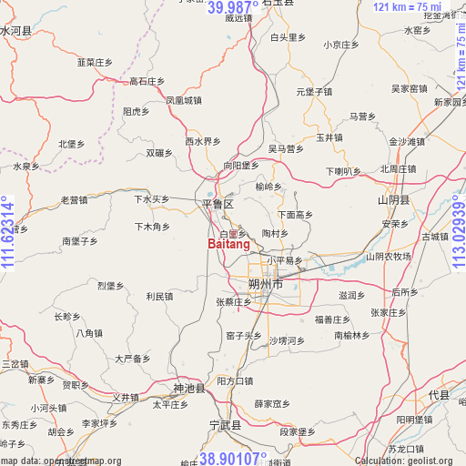 Baitang on map