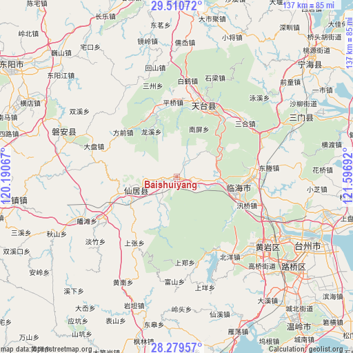 Baishuiyang on map