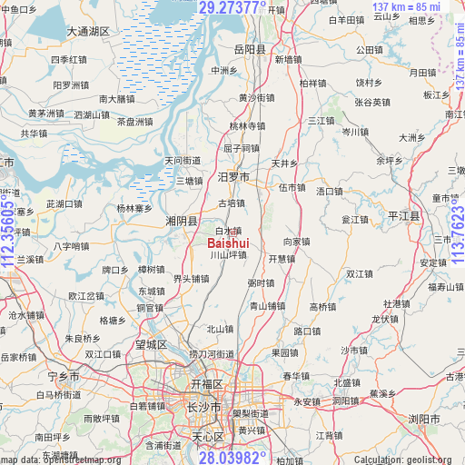 Baishui on map