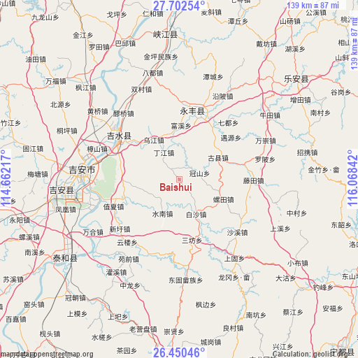 Baishui on map