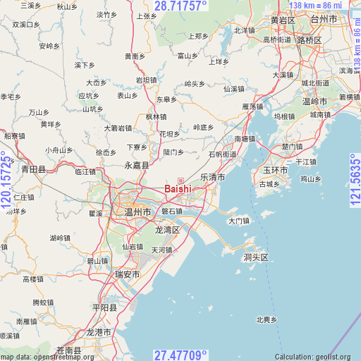 Baishi on map