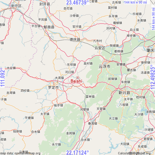 Baishi on map