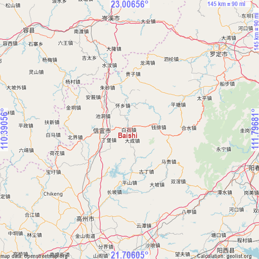 Baishi on map