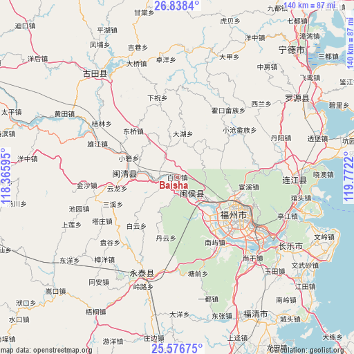 Baisha on map