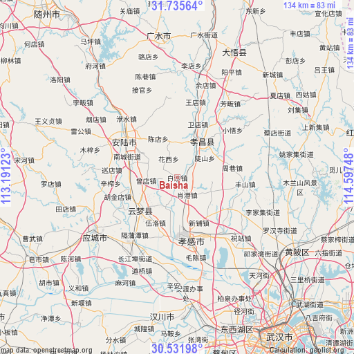 Baisha on map