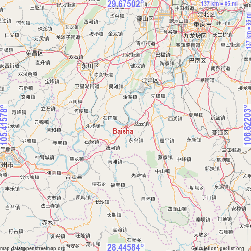 Baisha on map