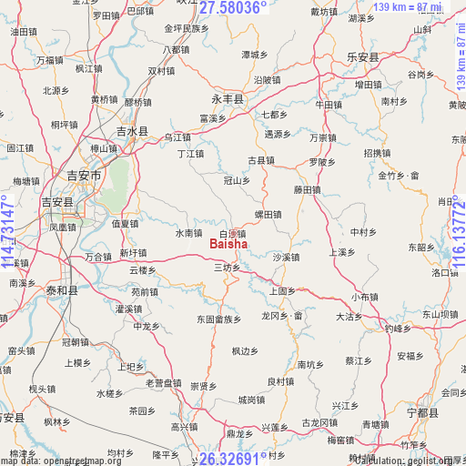 Baisha on map