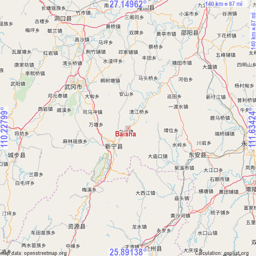 Baisha on map